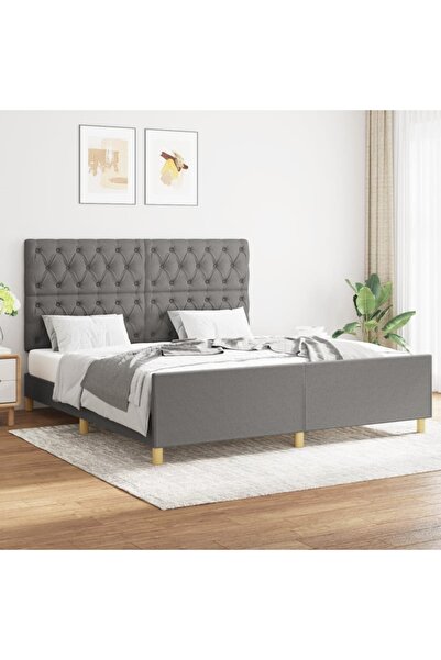 Concept Σκελετός κρεβατιού με κεφαλάρι, σκούρο γκρι, 160x200 cm, ύφασμα