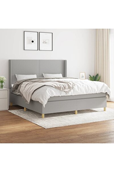 Concept Pat continental, gri deschis, 180x200 cm, material textil