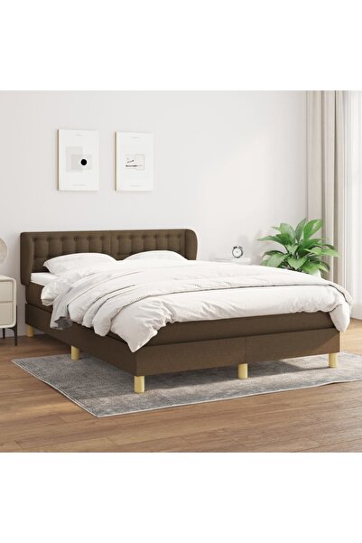 Concept Pat continental cu saltea, maro închis, 140x200 cm, textil