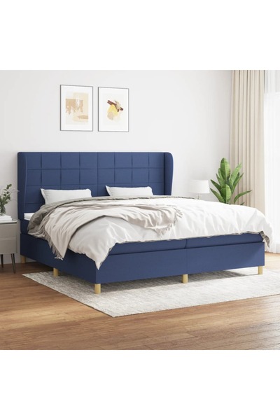 Concept Pat box spring cu saltea, albastru, 200x200 cm, textil