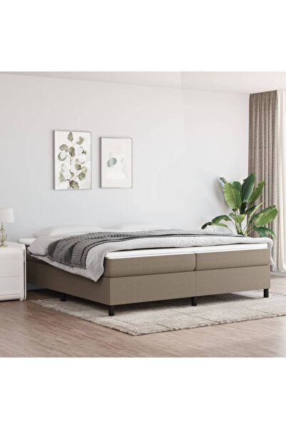 Concept Pat box spring cu saltea, gri taupe, 200x200 cm, textil