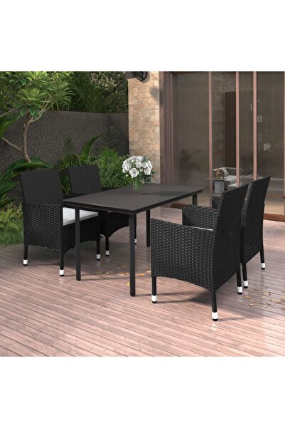 Concept Set mobilier de grădină cu perne, 5 buc., poliratan și sticlă