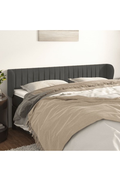 Concept Tăblie de pat cu aripioare gri închis 183x23x78/88 cm catifea