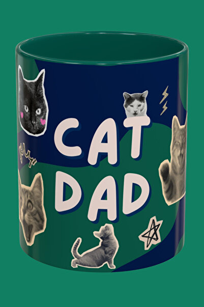 Cat Dad Temalı Porselen Tasarım Kupa