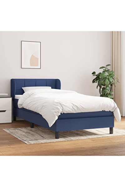 Concept Pat box spring cu saltea, albastru, 100x200 cm, textil