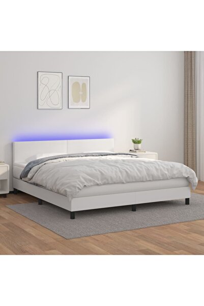 Concept Κρεβάτι με ελατήρια, στρώμα και LED, λευκό, 160x200 cm, οικολογικό Δε...