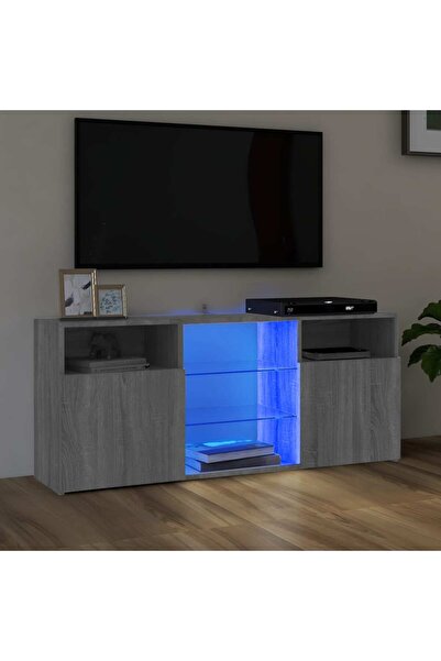 Concept TV cabinet with LED lights, sonoma grey, 120x30x50 cm