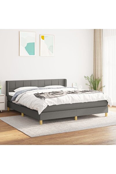 Concept Pat box spring cu saltea, gri închis, 180x200 cm, textil