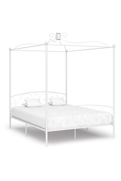 Concept Σκελετός κρεβατιού με ουρανό, λευκό, 160 x 200 εκ., μεταλλικός