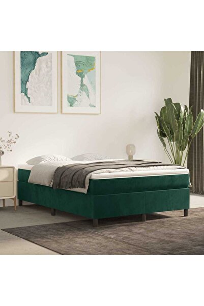 Concept Pat box spring cu saltea, verde închis, 140x190 cm, catifea