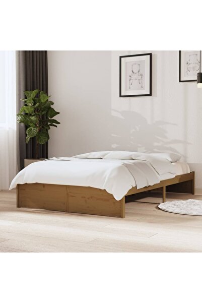 Concept Cadru de pat Small Double 4FT maro miere 120x190 cm lemn masiv