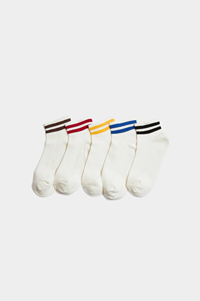 DeFacto F4704A8Wt1 White Boy's 5-Piece Cotton Pack Booties Socks