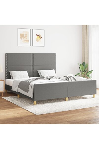 Concept Σκελετός κρεβατιού με κεφαλάρι, σκούρο γκρι, 160x200 cm, ύφασμα