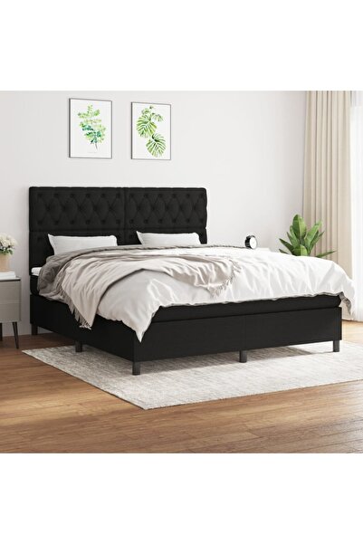 Concept Pat box spring cu saltea, negru, 160x200 cm, textil