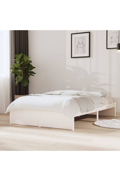 Concept Σκελετός κρεβατιού, λευκό, 120x200 εκ., μασίφ ξύλο
