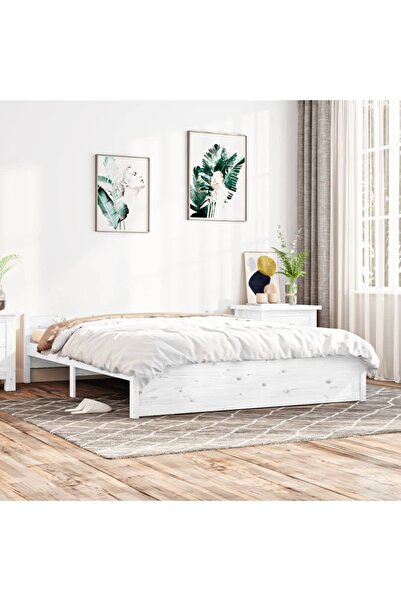 Concept Cadru de pat Super King 6FT, alb, 180x200 cm, lemn masiv