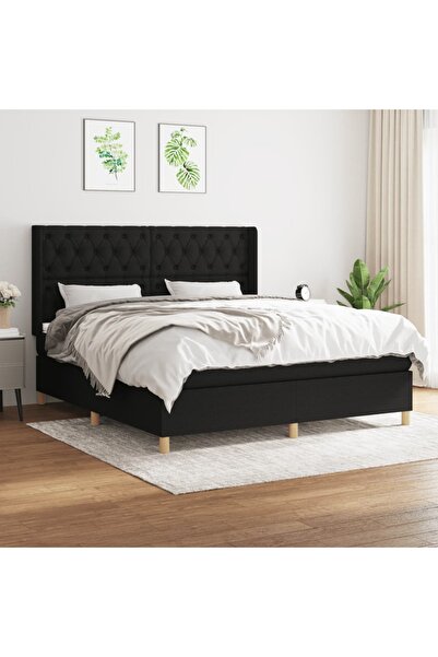Concept Pat box spring cu saltea, negru, 160x200 cm, textil