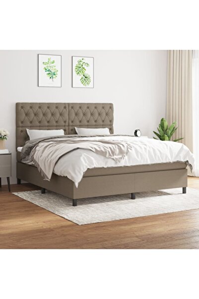 Concept Pat box spring cu saltea, gri taupe, 160x200 cm material textil