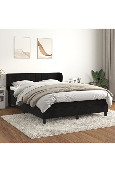 Concept Pat box spring cu saltea, negru, 140x200 cm, catifea