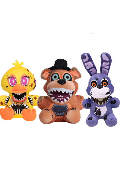 OEM Set of 3 Plush Toys - Five Nights At Freddy's Characters, Chica, Bonnie a...