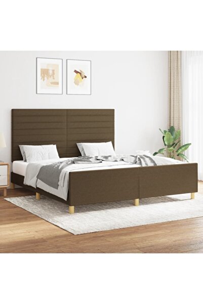 Concept Cadru de pat cu tăblie, maro închis, 160x200 cm, textil