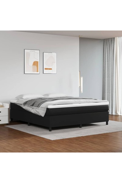 Concept Cadru de pat box spring, negru, 160x200 cm, piele ecologică