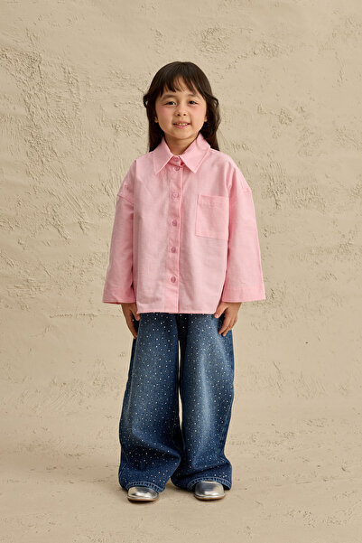 Fahhar Kids Oversized Oxford Shirt Pink