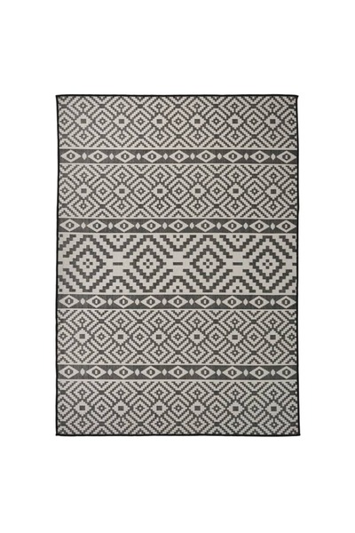 Concept Χαλί εξωτερικού χώρου, μαύρες ρίγες, 120x170 εκ., επίπεδη ύφανση