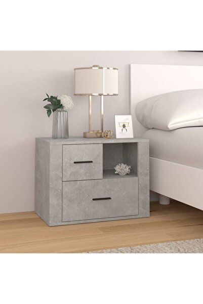 Concept Noptieră, gri beton, 60x36x45 cm, lemn prelucrat