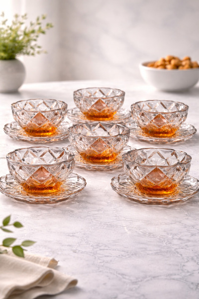 YzHome 12 Pieces Crystal Glass Colored Snack Bowl Plate