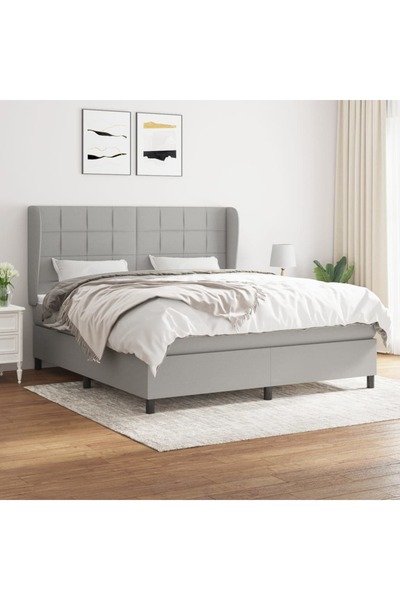 Concept Pat continental cu saltea, gri deschis, 160x200 cm, textil