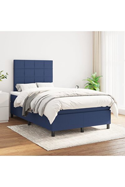 Concept Pat box spring cu saltea, albastru, 120x200 cm, textil