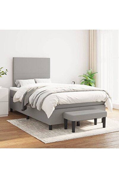 Concept Pat continental cu saltea, gri deschis, 120x200 cm, textil