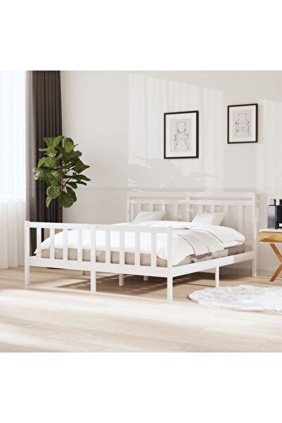 Concept Σκελετός κρεβατιού, λευκό, 160x200 cm, μασίφ ξύλο