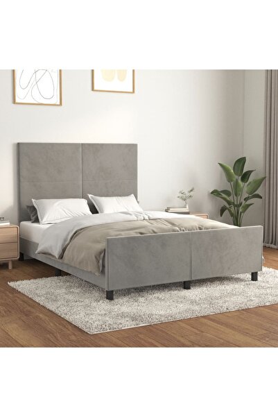 Concept Cadru de pat cu tăblie, gri deschis, 140x200 cm, catifea