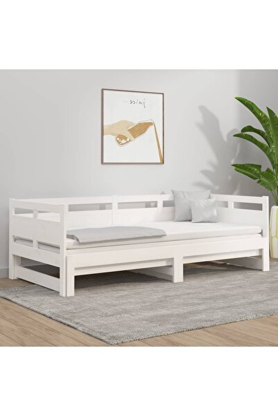 Concept Επεκτεινόμενο ανάκλιντρο, λευκό, 2x(80x200) εκ., μασίφ ξύλο πεύκου