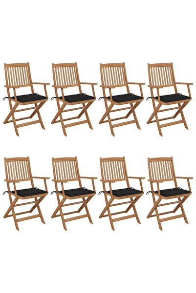 Concept Πτυσσόμενες καρέκλες κήπου με μαξιλάρια, 8 τεμ., από μασίφ ξύλο ακακίας