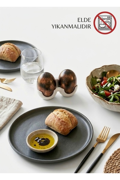 LUCES DESİGN Bakır Işıltılı İkili Yumurta Tuzluk Seti