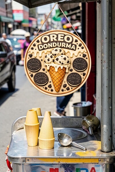 Nod Ξύλινο διακοσμητικό για πόρτες και τοίχους με εικόνα παγωτού και κορδόνι ...