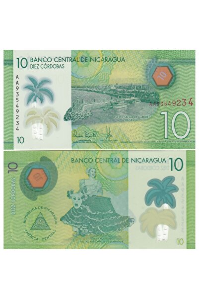 emir koleksiyon coin & paper collection Nikaragua 2022 Yılı 10 Cordobas Polim...