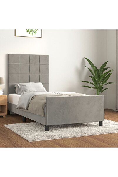 Concept Cadru de pat cu tăblie, gri deschis, 90x190 cm, catifea