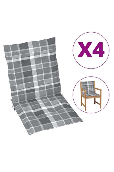 Concept Μαξιλάρια καρέκλας κήπου, 4 τεμ., γκρι καρό σχέδιο, 100x50x3 εκ.