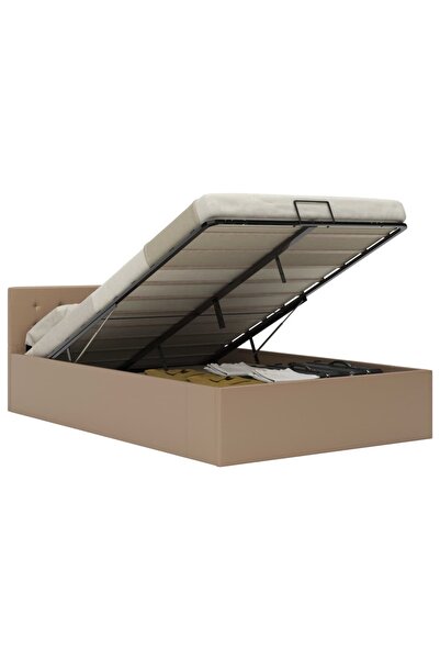 Concept Cadru pat hidraulic ladă cappuccino 120x200 cm piele ecologică