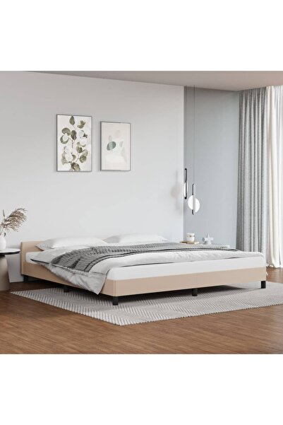 Concept Cadru de pat cu tăblie, cappuccino, 200x200 cm, piele ecologică
