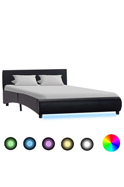 Concept Σκελετός κρεβατιού LED, μαύρο, 120 x 200 cm, οικολογικό Δερμάτινο