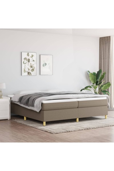 Concept Pat box spring cu saltea, gri taupe, 200x200 cm, textil