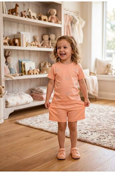 renkli diyar طقم قطن للبنات مع شورت صيفي