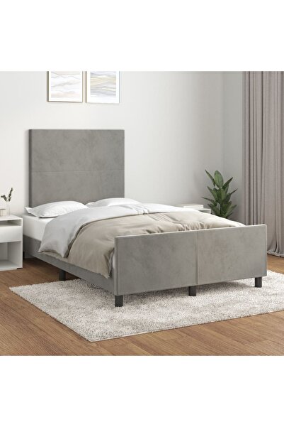 Concept Cadru de pat cu tăblie, gri deschis, 120x200 cm, catifea