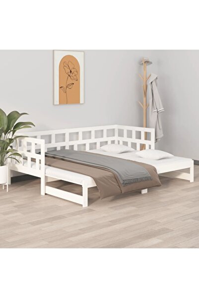 Concept Επεκτεινόμενο ανάκλιντρο, λευκό, 2x(90x200) εκ., μασίφ ξύλο πεύκου