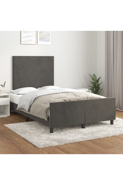 Concept Σκελετός κρεβατιού με κεφαλάρι, σκούρο γκρι, 120x200 εκ., Βελούδο
